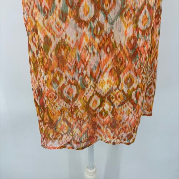 Liverpool Los Angeles Shirred Tie Front Blouse Sleeveless Top M Granola Sheer - Picture 12 of 14